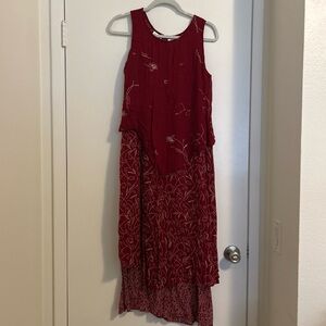 Chic Red Floral High-Low Dress